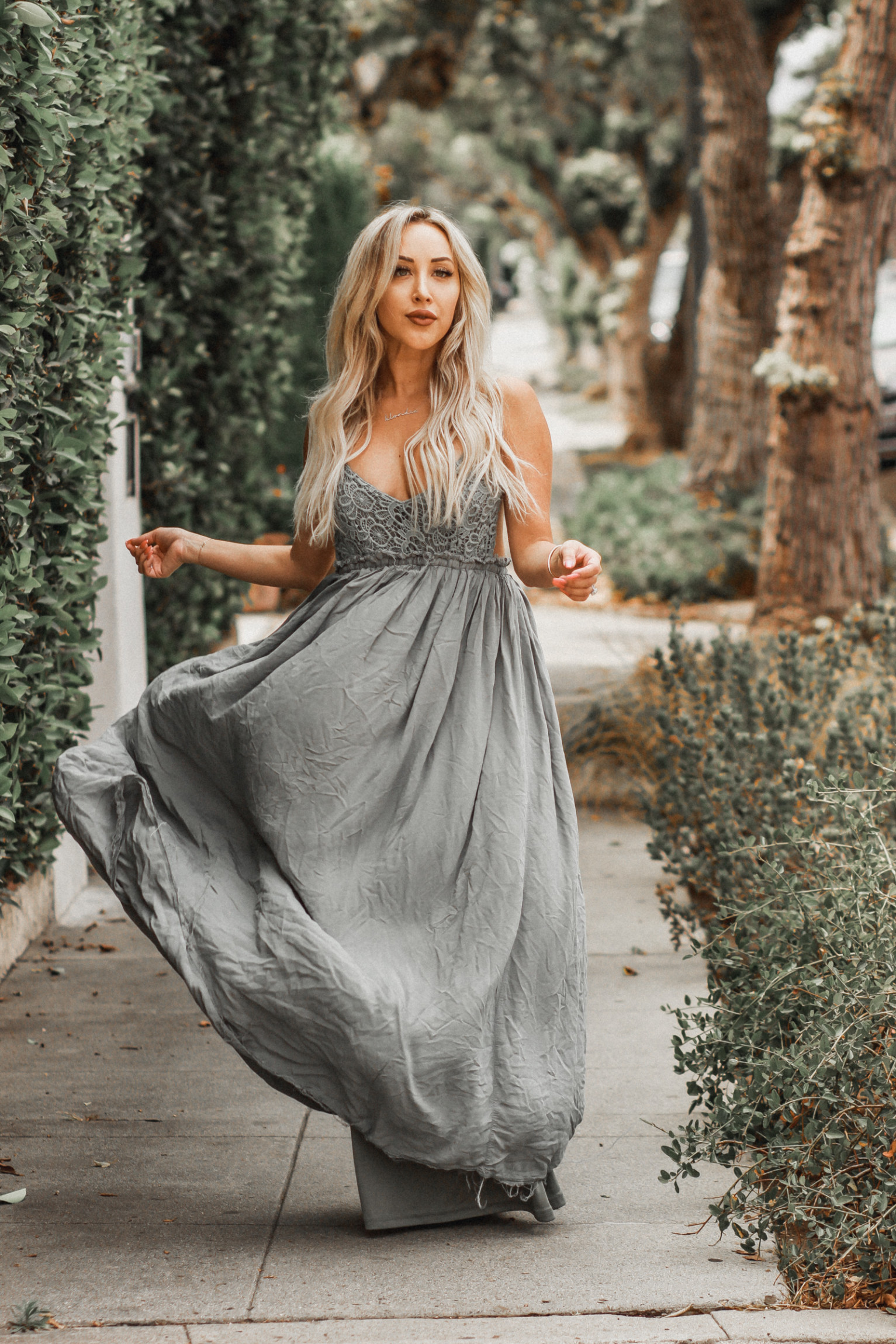 Earthy Green Maxi Dress | Fashion Nova  |  Bohemian Style | Boho Dress | Blonde Hair | Blondie in the City by Hayley Larue