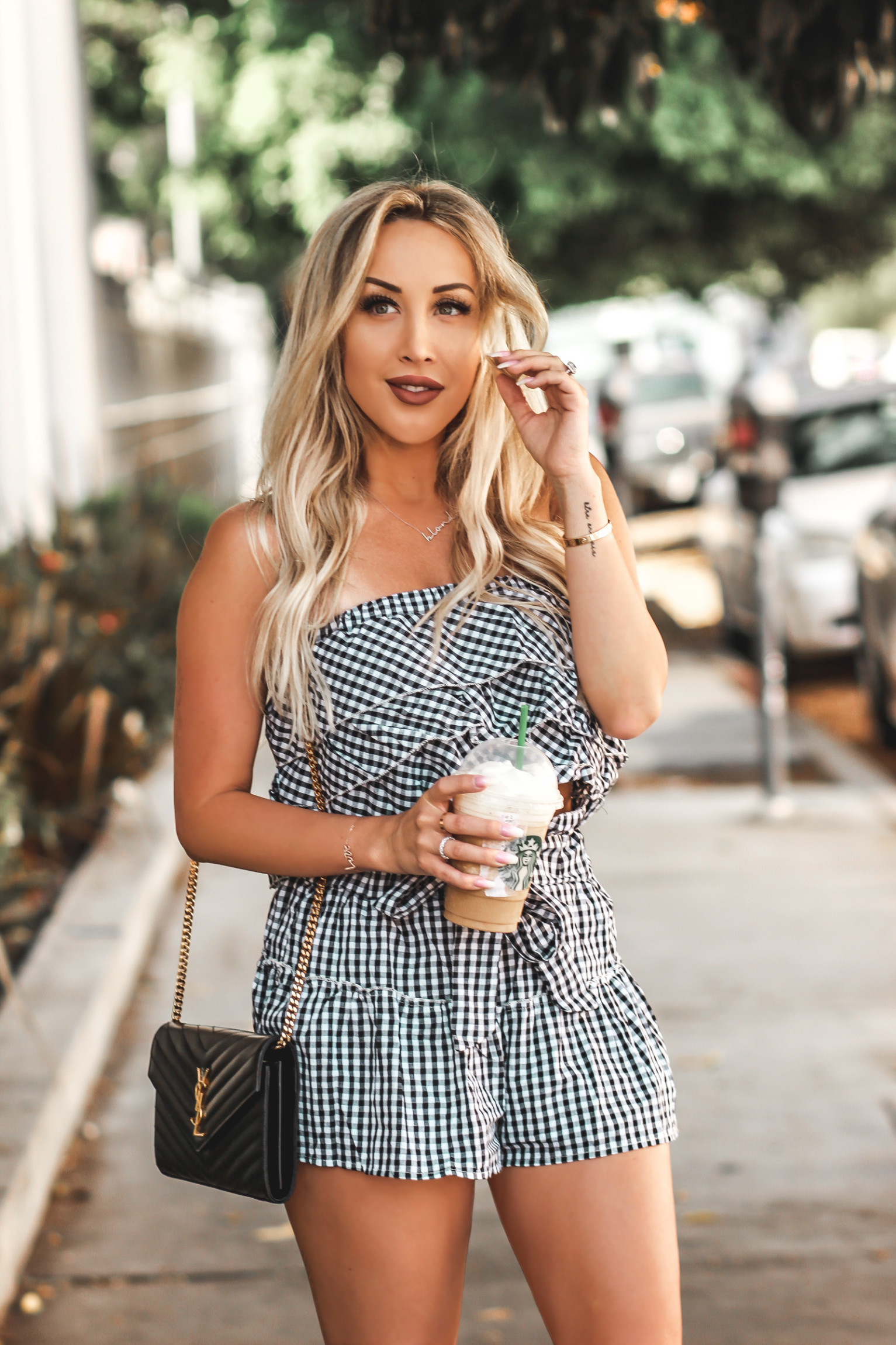 Two-Piece Gingham Style Set | Cute two-piece for summer | YSL Bag | Blondie in the City by Hayley Larue