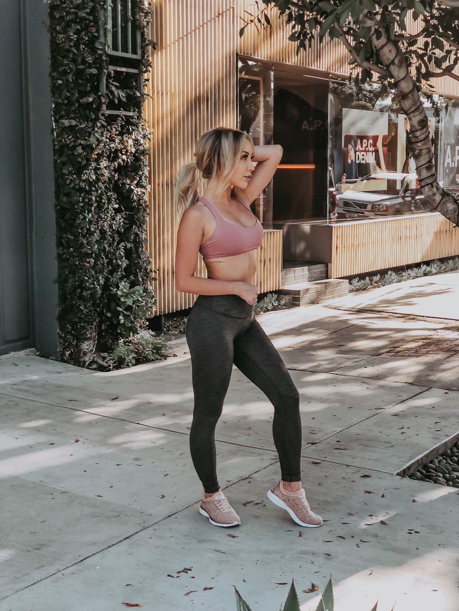 The Free Workout App For When You Want To Workout From Home | lululemon gear | APL sneakers | Blondie in the City by Hayley Larue