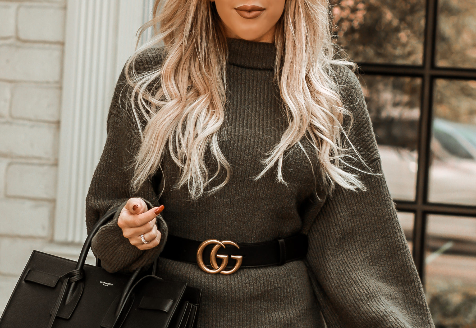 Gucci Belt Styling | Oversized Sweater | Fall Fashion | Holiday Style | Blondie in the City by Hayley Larue