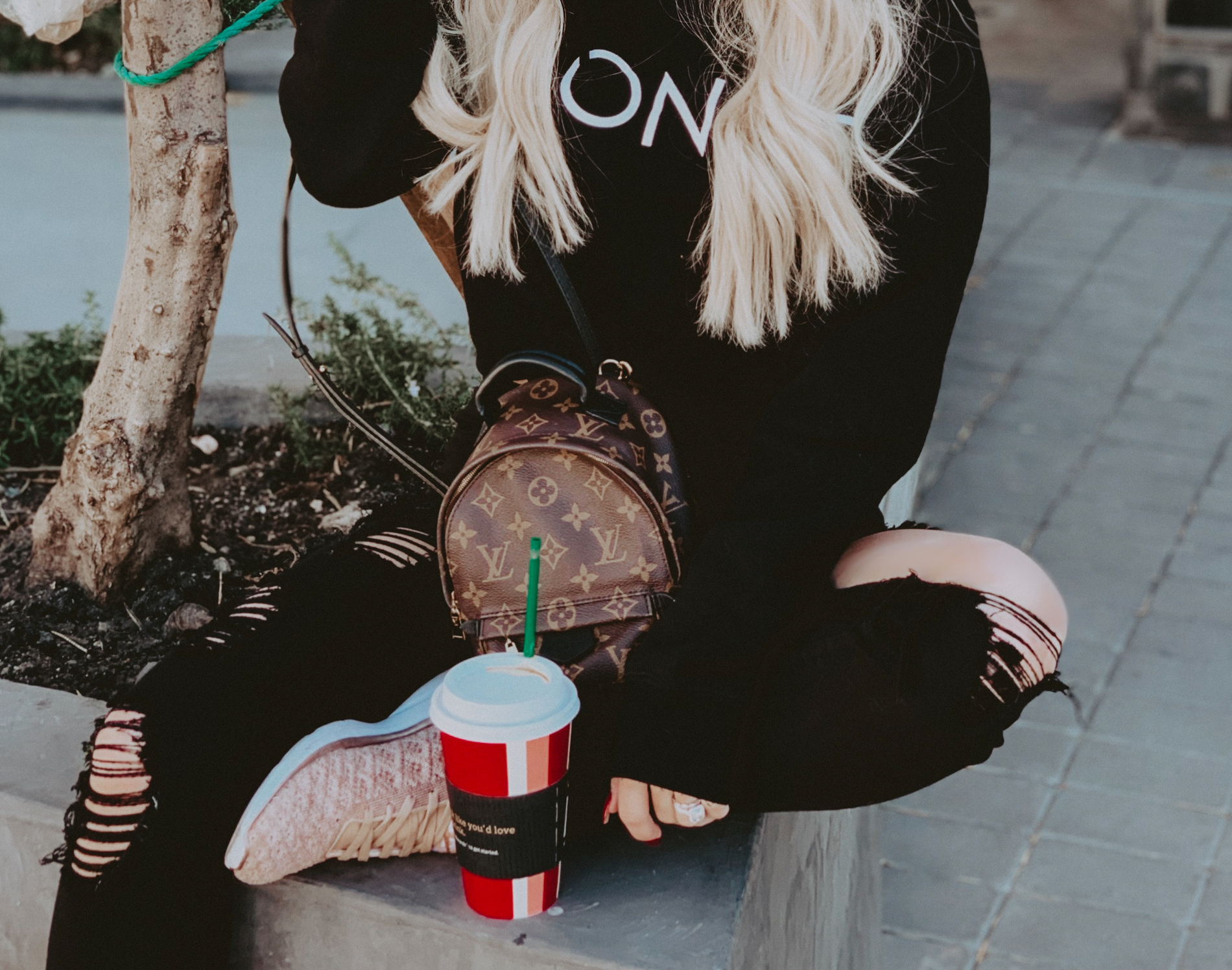 Blonde Sweatshirt | Brunette The Label | Black Ripped Jeans | Rose Gold APL's | Purple Shampoo for Blondes | Ash Blonde Hair | Sulfate Free Purple Shampoo | Blondie in the City by Hayley Larue