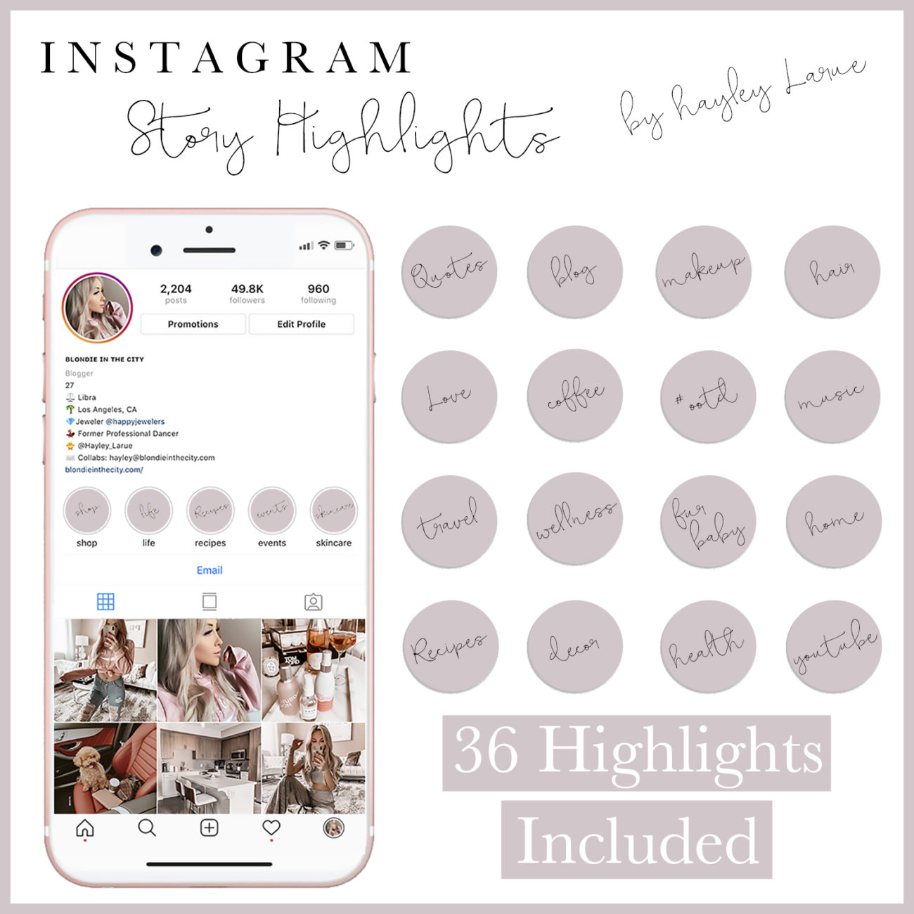 Instagram Story Highlights | Lavender Instagram | Instagram Tips | Instagram Design | Blondie in the City by Hayley Larue