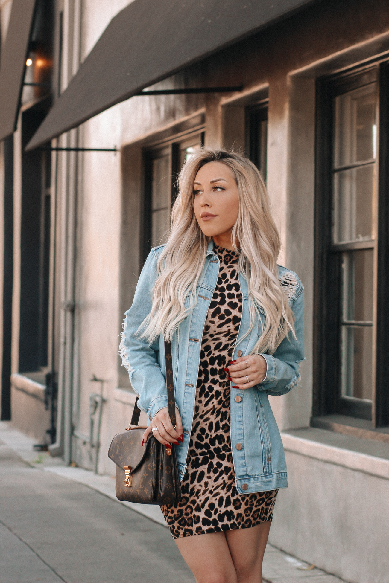 A Leopard Moment | Denim Jacket | Cheetah | Nude Louboutins | Beverly Hills | Blondie in the City by Hayley Larue
