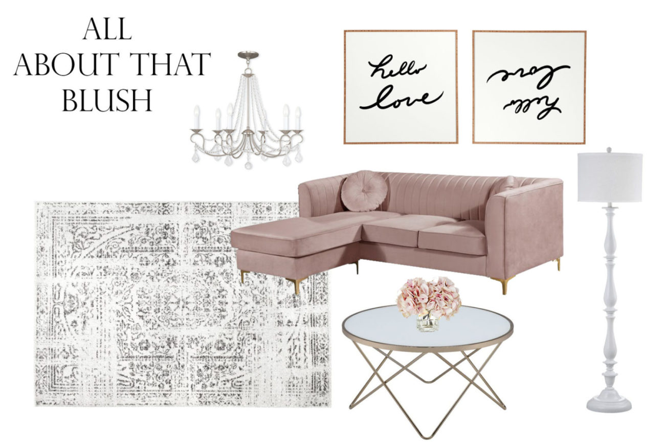 Blush Living Room Decor | Living Room Mood Board | Home Decor | Glam Decor | Blondie in the City by Hayley Larue