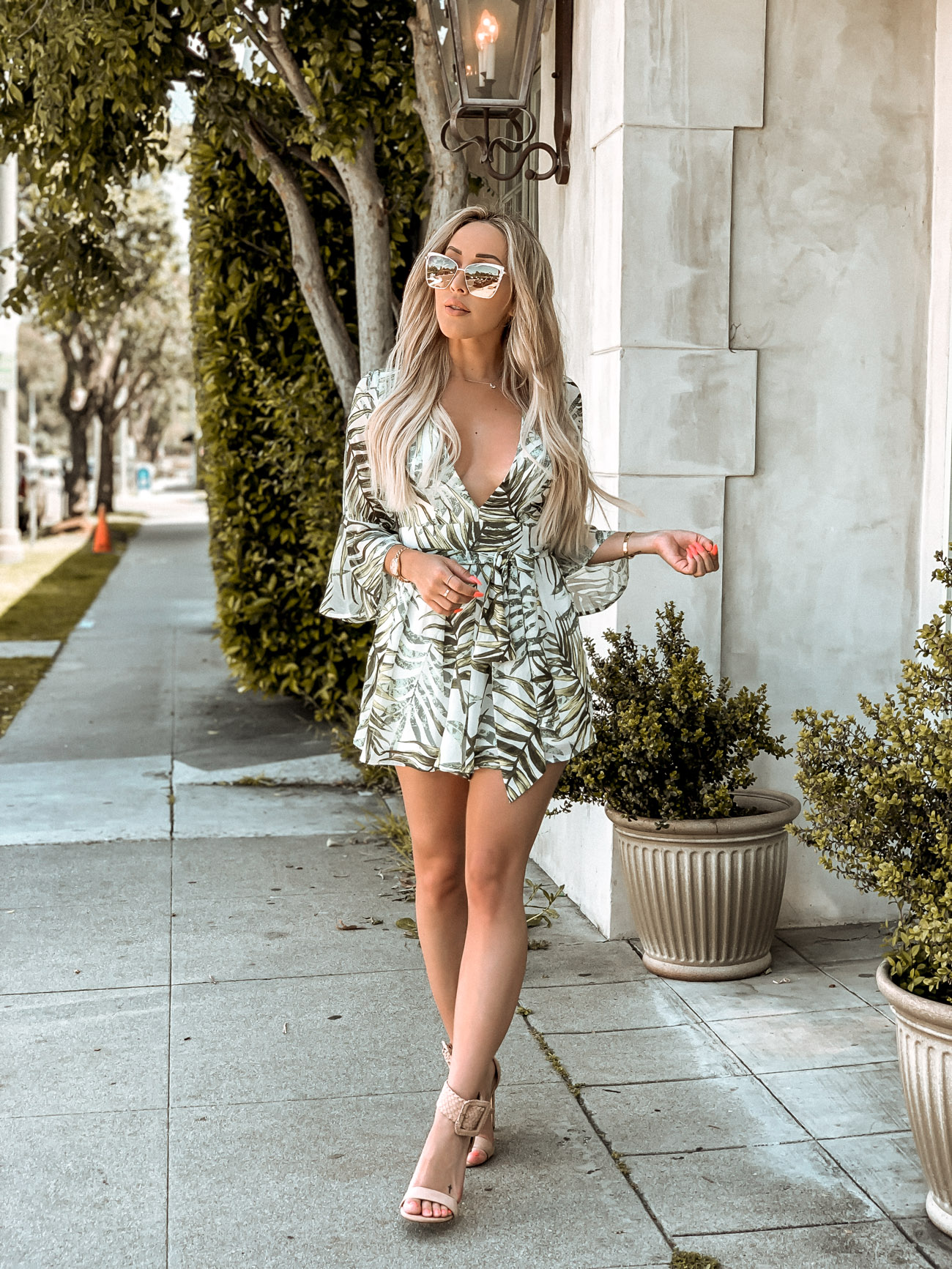 Palm Print Spring Romper | Spring Fashion | Summer Fashion | Blondie in the City by Hayley Larue