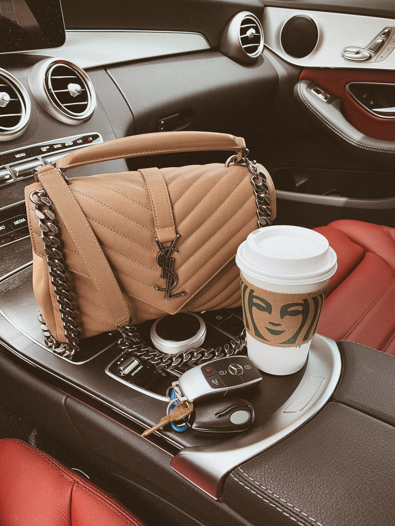 YSL Medium College Bag | Taupe Bag | YSL Bag Review | Mercedes Benz | Photo Inso | Blondie in the City by Hayley Larue