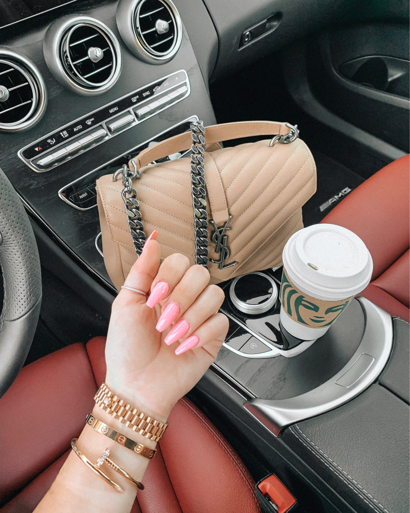 YSL Medium College Bag | Taupe Bag | YSL Bag Review | Mercedes Benz | Photo Inso | Blondie in the City by Hayley Larue