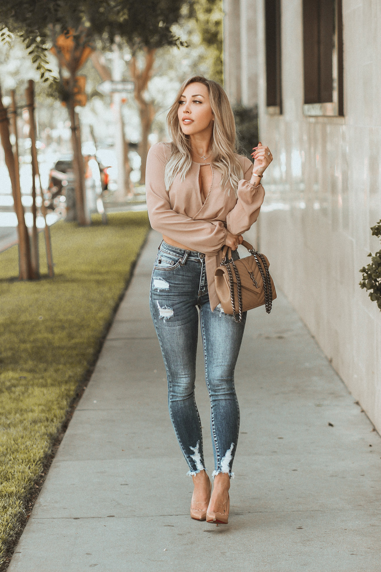 Taupe and Denim | Street Style | Fashion Blogger | YSL Bag | Blondie in the City by Hayley Larue