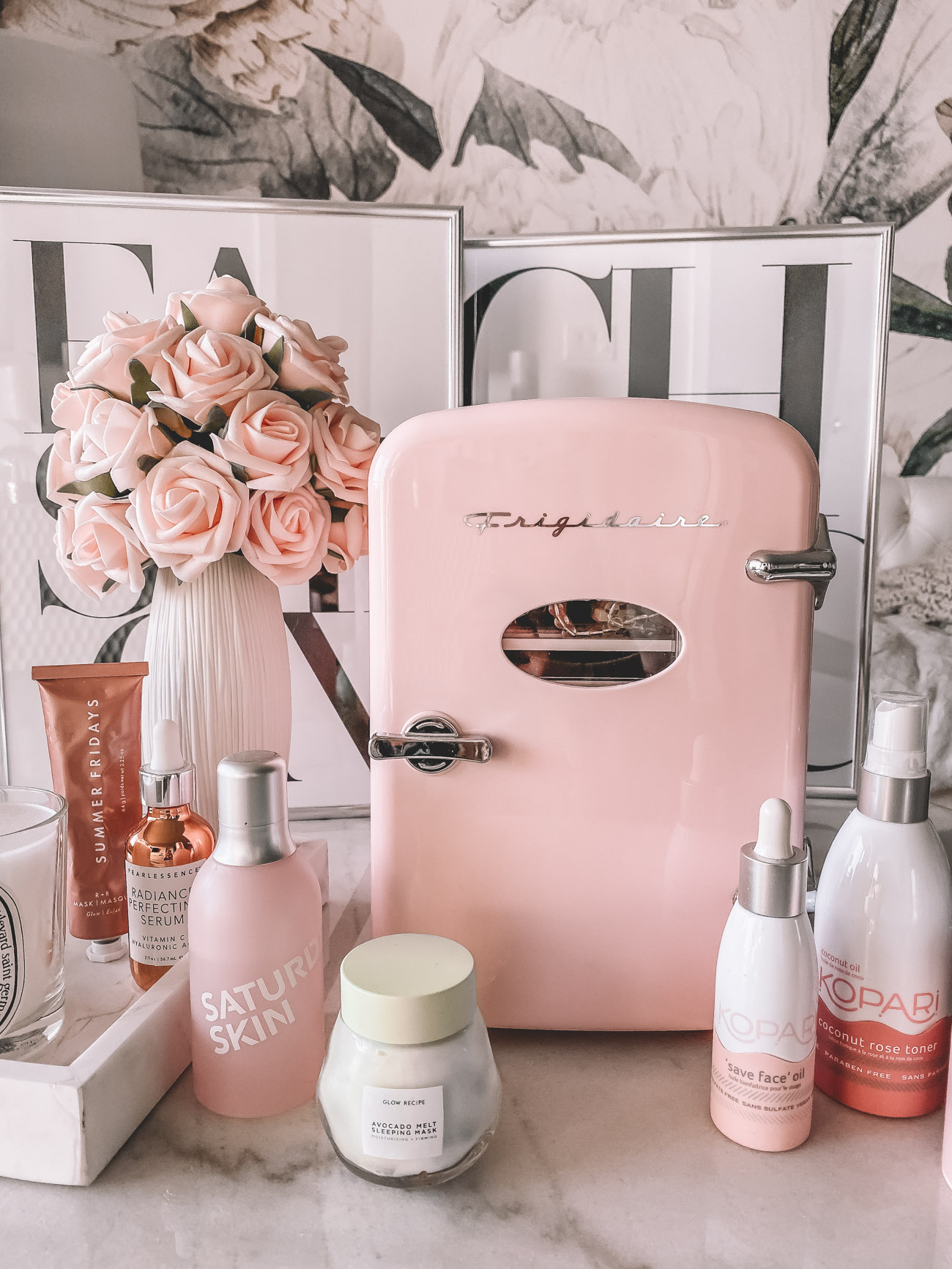 Skin Fridge | Pink skin fridge | Skin care essentials | skin fridge essentials | Skin care products | Blondie in the City by Hayley Larue