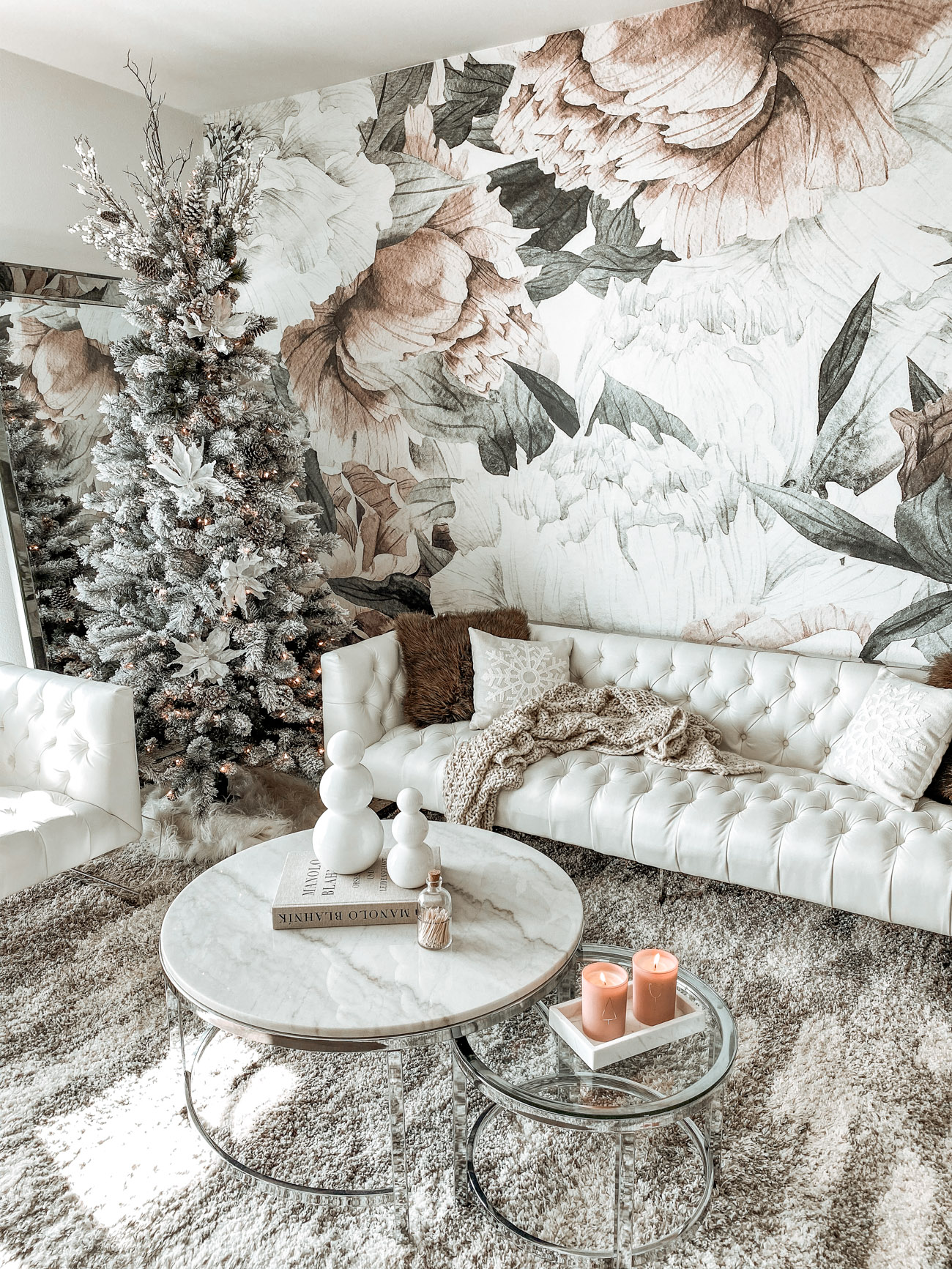 White, Green, Pink Christmas Decor | Neutral Christmas Decor | Hayley Larue Home | Blondie in the City