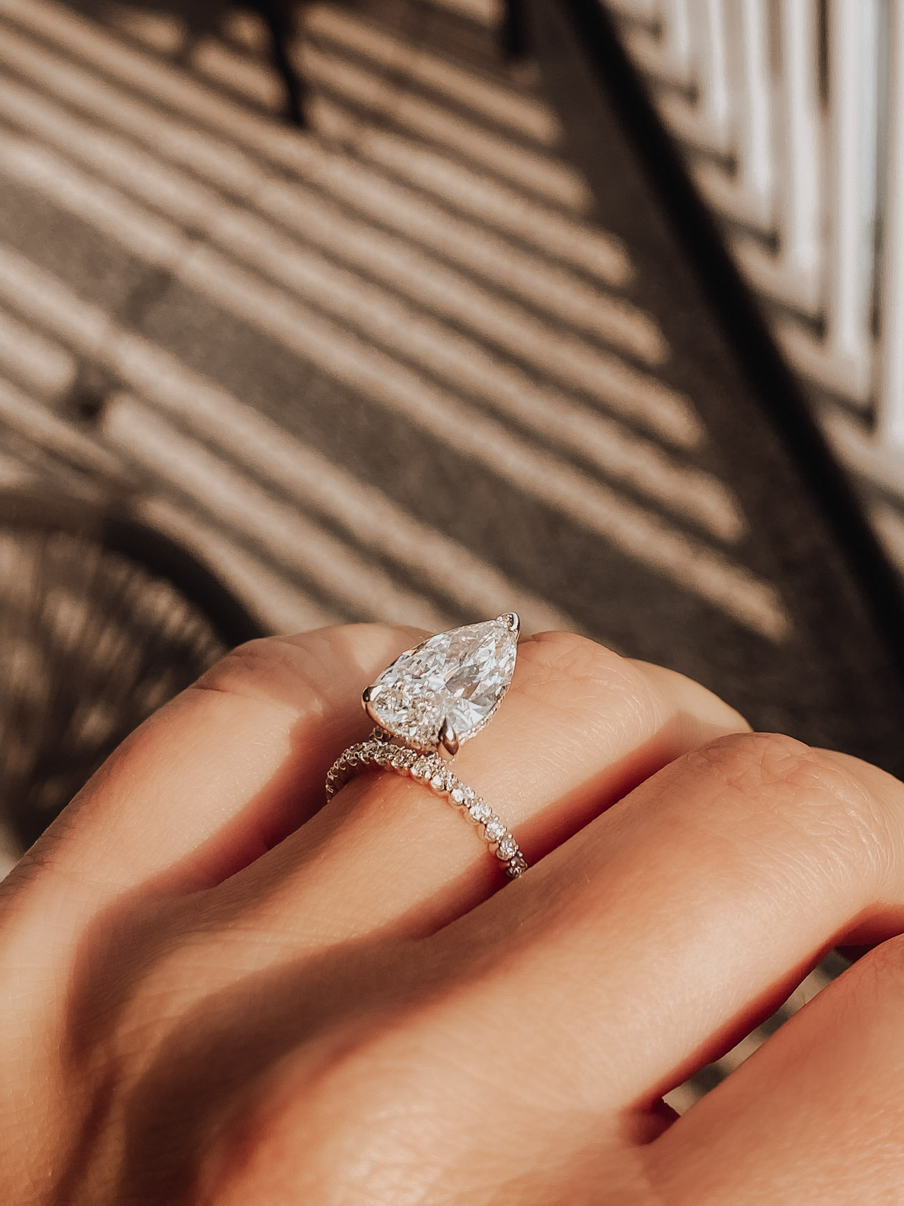 Engaged | Hayley Larue Engagement | Proposal | Pear Shape Engagement Ring | Hayley Larue Engagement Ring | Diamond Ring | Happy Jewelers | Blondie in the City